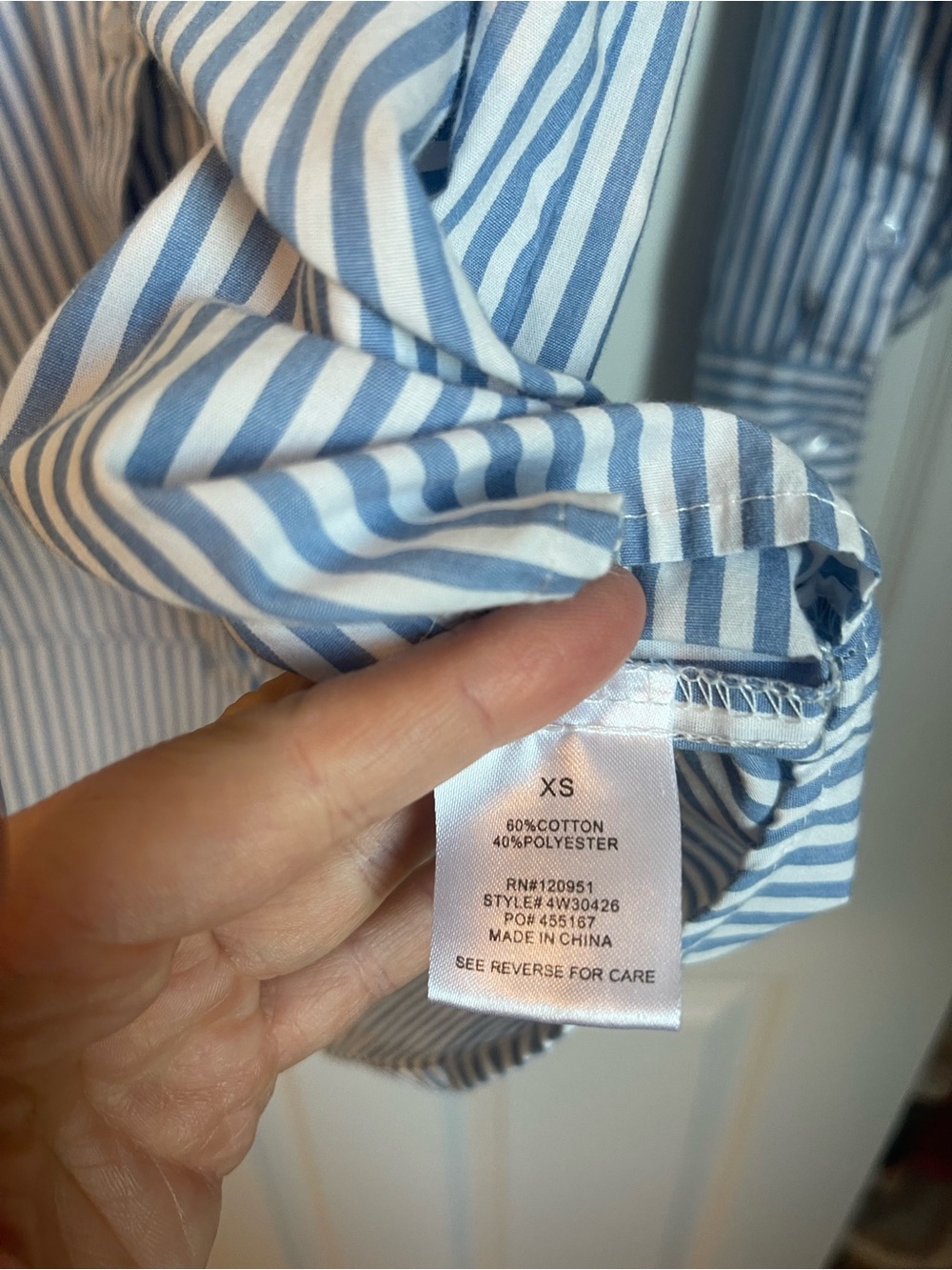 Women’s Blue & White Striped Button-Down Shirt - Picture 5 of 5
